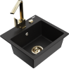 Mexen Milo fregadero de granito de 1 cubeta con grifo de cocina Rita, negro - 6505-77-670300-50