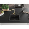 Mexen Milo fregadero de granito de 1 sola cubeta con grifo de cocina Rita, negro - 6505-77-670300-50-B