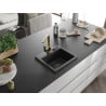 Mexen Milo 1-bowl granite sink with Rita kitchen tap, black - 6505-77-670300-50-B