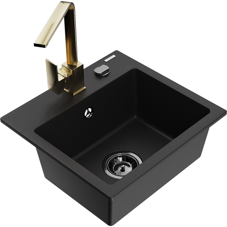 Mexen Milo Granit 1-Kummer Spullsteen mat Kichekraan Rita, schwaarz - 6505-77-670300-50-B