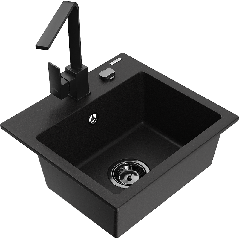 Mexen Milo Granit-Spullsteen mat enger Schoss an Rita Kichenkran, schwaarz - 6505-77-670300-70-B