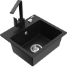Mexen Milo fregadero de granito de 1 compartimento con grifo de cocina Rita, negro - 6505-77-670300-70