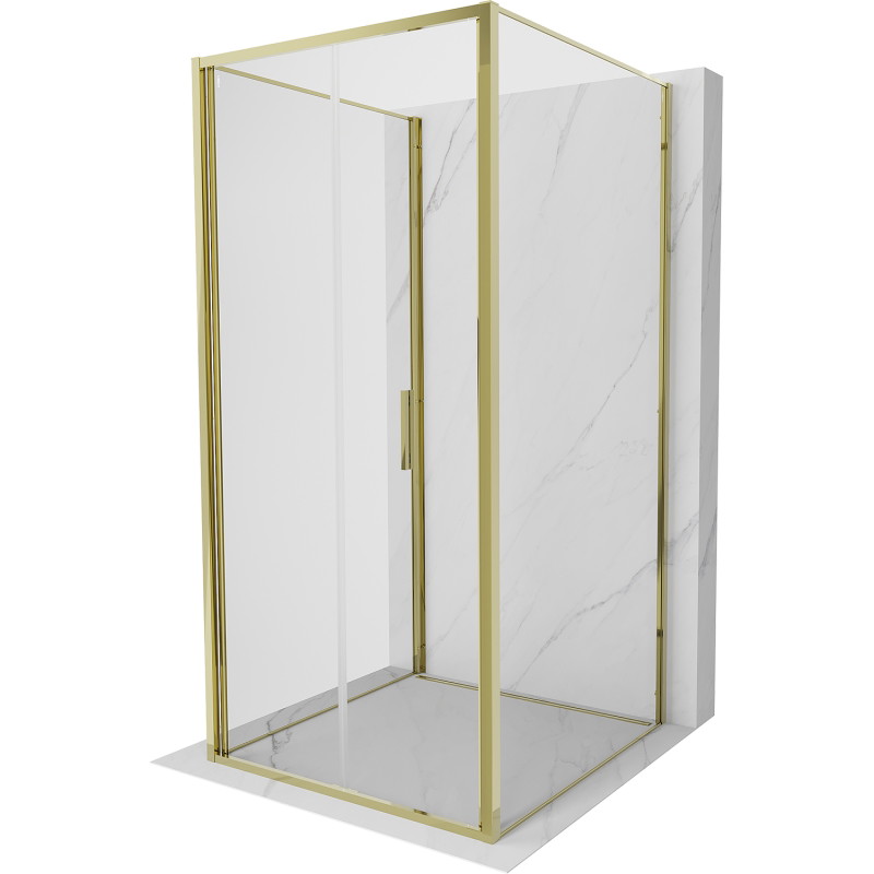 Mexen Exo-F 3S kabina prysznicowa 3-ścienna składana 75 x 75 cm, transparent, złota - 816-075-075-50-00-3S
