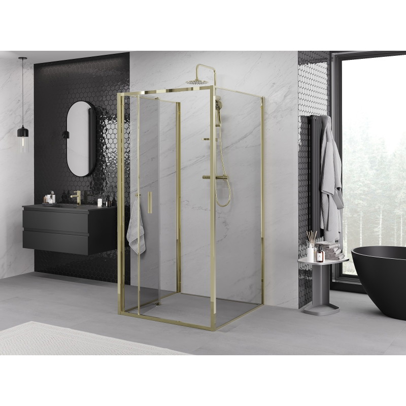 Mexen Exo-F 3S kabina prysznicowa 3-ścienna składana 75 x 75 cm, transparent, złota - 816-075-075-50-00-3S