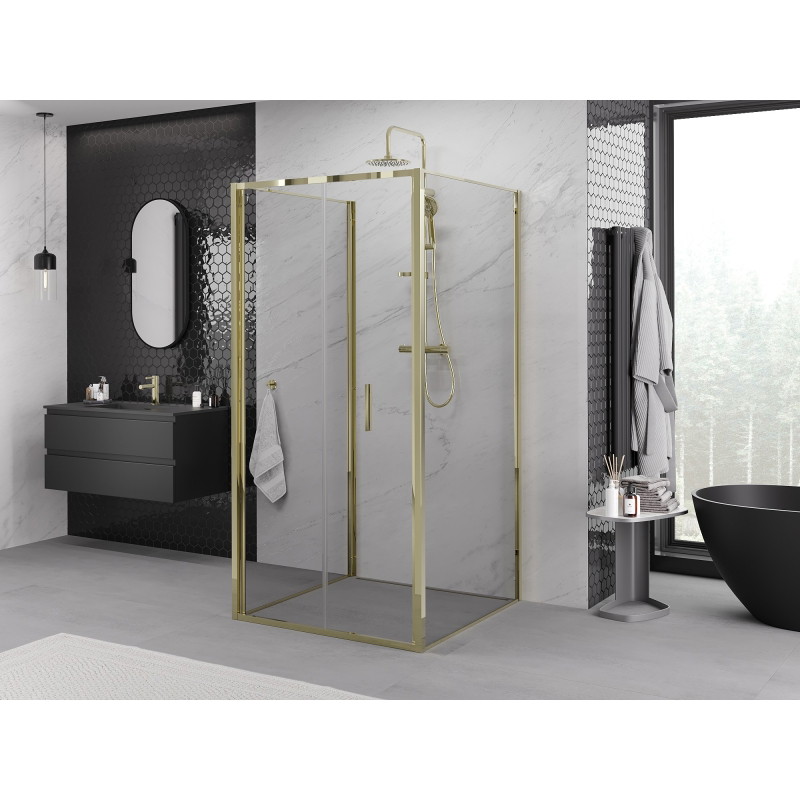 Mexen Exo-F 3S kabina prysznicowa 3-ścienna składana 80 x 80 cm, transparent, złota - 816-080-080-50-00-3S