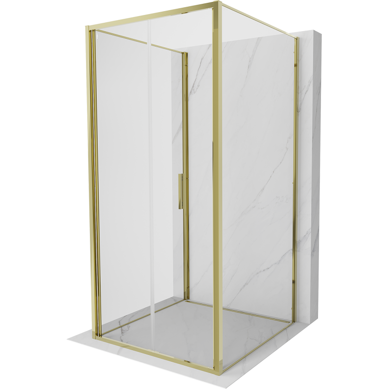 Mexen Exo-3S kabina prysznicowa 3-ścienna składana 100 x 100 cm, transparent, złota - 816-100-100-50-00-3S