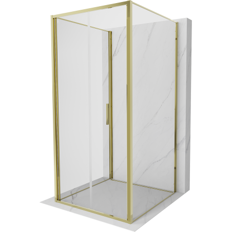 Mexen Exo-3S trīssienu salokāma dušas kabīne 100 x 100 cm, caurspīdīga, zelta - 816-100-100-50-00-3S
