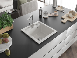 Mexen Vito Granitno pomivalno korito z eno komoro z kuhinjsko pipo Rita, belo - 6503-20-670300-00