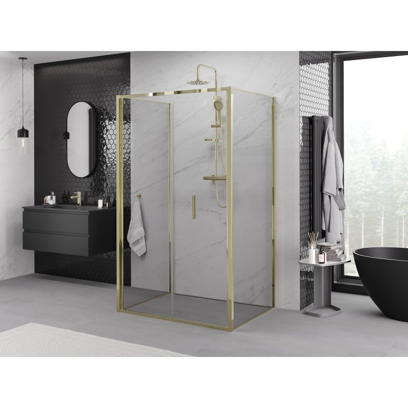 Mexen Exo-3S kabina prysznicowa 3-ścienna składana 95 x 75 cm, transparent, złota - 816-095-075-50-00-3S
