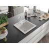Mexen Vito fregadero de granito de 1 seno con grifo de cocina Rita, blanco - 6503-20-670300-20