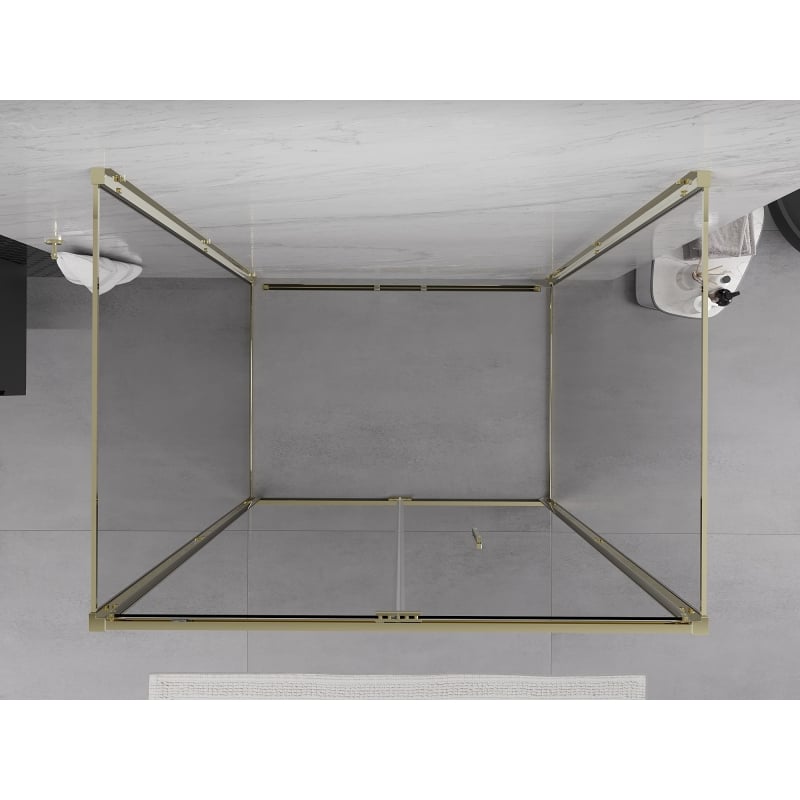 Mexen Exo-F 3S cabina doccia 3 lati pieghevole 100 x 80 cm, trasparente, oro - 816-100-080-50-00-3S