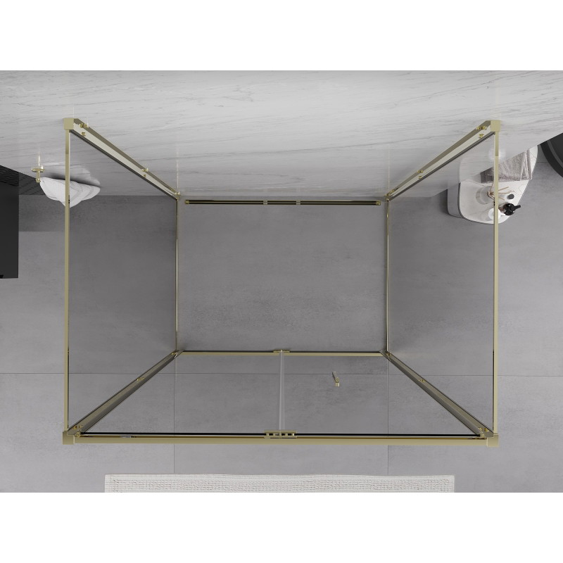 Mexen Exo-F 3S 3-sidig hopfällbar duschkabin 110 x 85 cm, transparent, guld - 816-110-085-50-00-3S