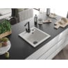 Mexen Vito granite sink 1-bowl with kitchen tap Rita, white - 6503-20-670300-70