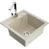 Mexen Vito 1-bowl granite sink with Rita kitchen faucet, beige - 6503-69-670300-00