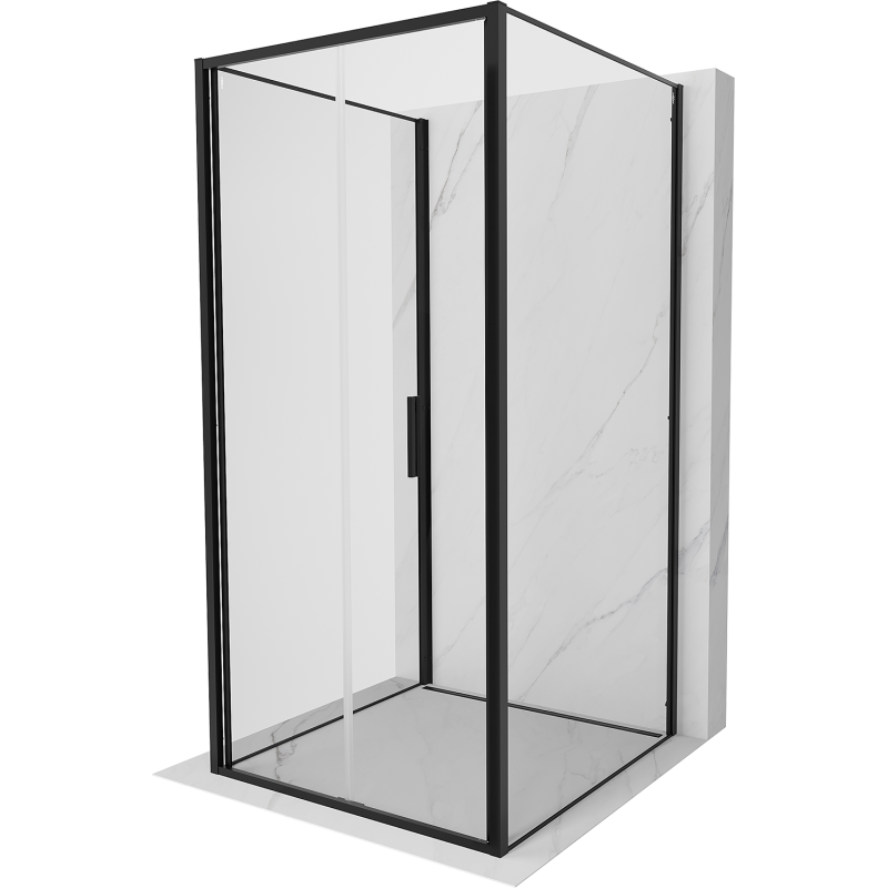 Mexen Exo-3S 3-sienas salokāmā dušas kabīne 70 x 70 cm, caurspīdīga, melna - 816-070-070-70-00-3S