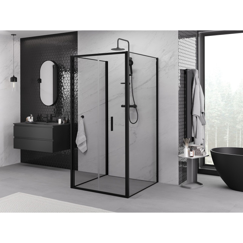 Mexen Exo-F 3S kabina prysznicowa 3-ścienna składana 80 x 80 cm, transparent, czarna - 816-080-080-70-00-3S