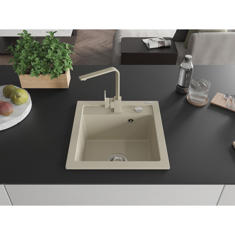 Mexen Vito Granitspüle einbecken mit Küchenarmatur Rita, beige - 6503-69-670300-69