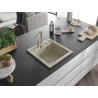 Mexen Vito single bowl granite sink with Rita kitchen mixer, beige - 6503-69-670300-69