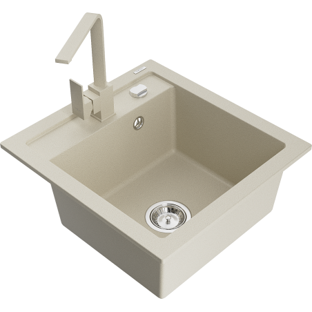 Mexen Vito granieten spoelbak met 1 bak en keukenmengkraan Rita, beige - 6503-69-670300-69