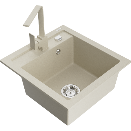 Mexen Vito granit gootsteen 1-kommer met keukenmengkraan Rita, beige - 6503-69-670300-69
