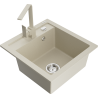 Mexen Vito 1-bowl granite sink with Rita kitchen tap, beige - 6503-69-670300-69