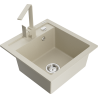 Mexen Vito fregadero de granito de 1 tazón con grifo de cocina Rita, beige - 6503-69-670300-69