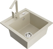 Mexen Vito lavello da cucina in granito a 1 vasca con miscelatore cucina Rita, beige - 6503-69-670300-69
