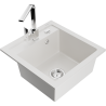 Mexen Vito 1-bowl granite sink with Rita kitchen tap, white - 6503-20-670300-00