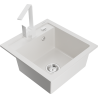 Mexen Vito granite sink 1-bowl with Rita kitchen tap, white - 6503-20-670300-20