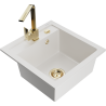 Mexen Vito 1-bowl granite sink with Rita kitchen tap, white - 6503-20-670300-50