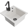 Mexen Vito fregadero de granito de 1 compartimento con grifo de cocina Rita, blanco - 6503-20-670300-70