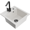 Mexen Vito granite sink 1-bowl with kitchen tap Rita, white - 6503-20-670300-70