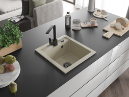 Mexen Vito lavello in granito a 1 vasca con rubinetto da cucina Rita, beige - 6503-69-670300-70