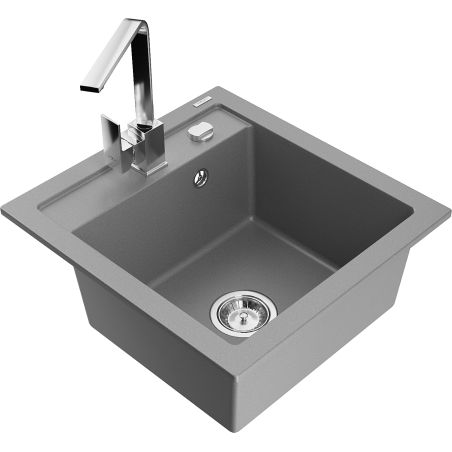 Mexen Vito granitizlietne ar vienu kameru un virtuves jaucējkrānu Rita, pelēks - 6503-71-670300-00