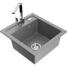 Mexen Vito Granite Sink 1-Bowl with Rita Kitchen Tap, Grey - 6503-71-670300-00