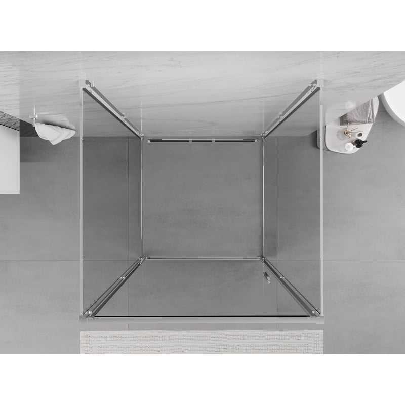Mexen Exo-B 3S cabina doccia a 3 lati con apertura a battente 75 x 75 cm, trasparente, cromo - 817-075-075-01-00-3S