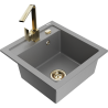 Mexen Vito fregadero de granito de 1 compartimento con grifo de cocina Rita, gris - 6503-71-670300-50