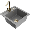 Mexen Vito granite kitchen sink 1-bowl with Rita kitchen tap, grey - 6503-71-670300-50