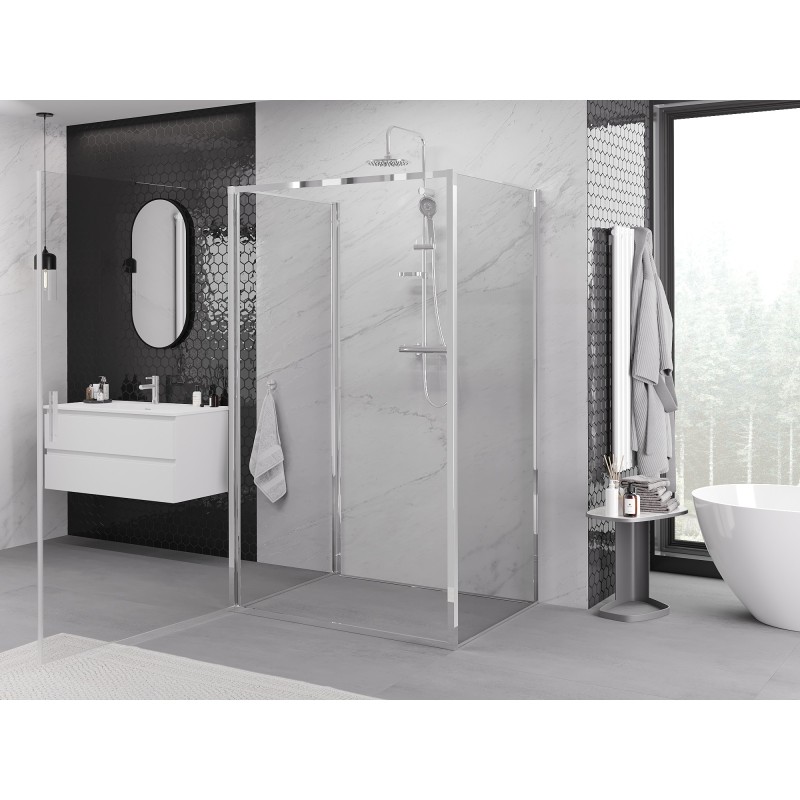 Mexen Exo-3S 3-sienu veramā dušas kabīne 70 x 75 cm, caurspīdīga, hromēta - 817-070-075-01-00-3S