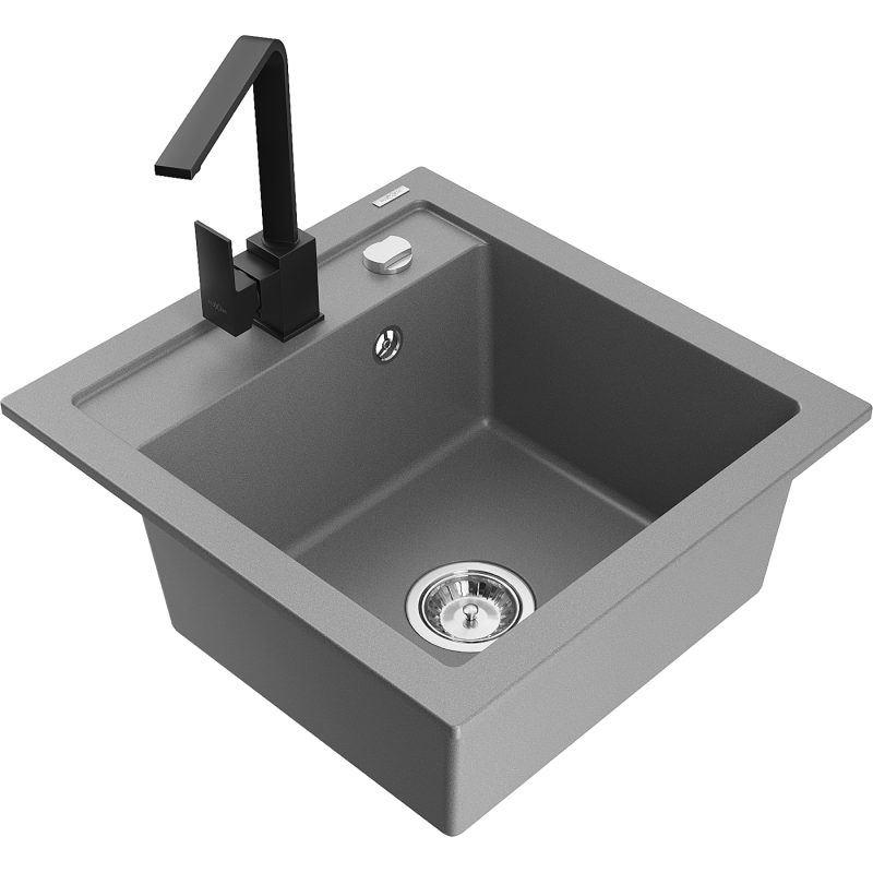 Mexen Vito lavello in granito a 1 vasca con rubinetto da cucina Rita, grigio - 6503-71-670300-70
