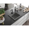 Mexen Vito Granite Sink 1-Bowl with Rita Kitchen Tap, Grey - 6503-71-670300-70-B