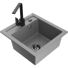 Mexen Vito fregadero de granito de 1 cuenco con grifo de cocina Rita, gris - 6503-71-670300-70-B