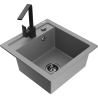 Mexen Vito Granite Sink 1-Bowl with Rita Kitchen Tap, Grey - 6503-71-670300-70-B
