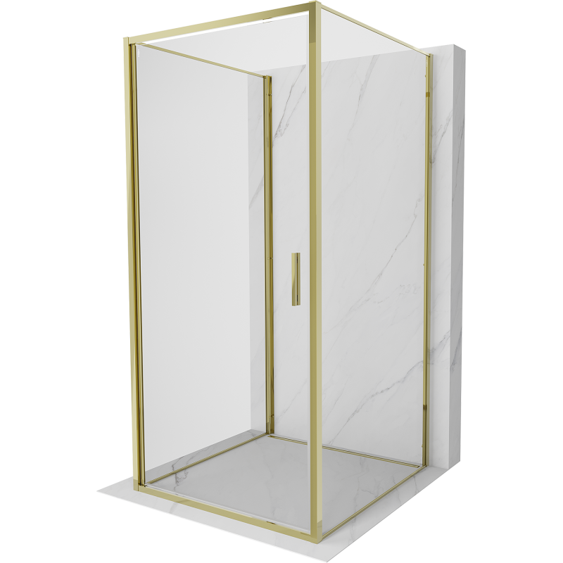 Mexen Exo-3S kabina prysznicowa 3-ścienna uchylna 70 x 70 cm, transparent, złota - 817-070-070-50-00-3S
