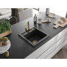 Mexen Vito Granit-Spüle 1-Kammer mit Küchenarmatur Rita, schwarz/silber-metallisch - 6503-73-670300-50