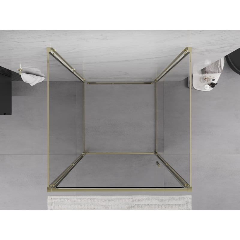 Mexen Exo-B 3S 3-seitige Duschkabine klappbar 75 x 75 cm, transparent, gold - 817-075-075-50-00-3S