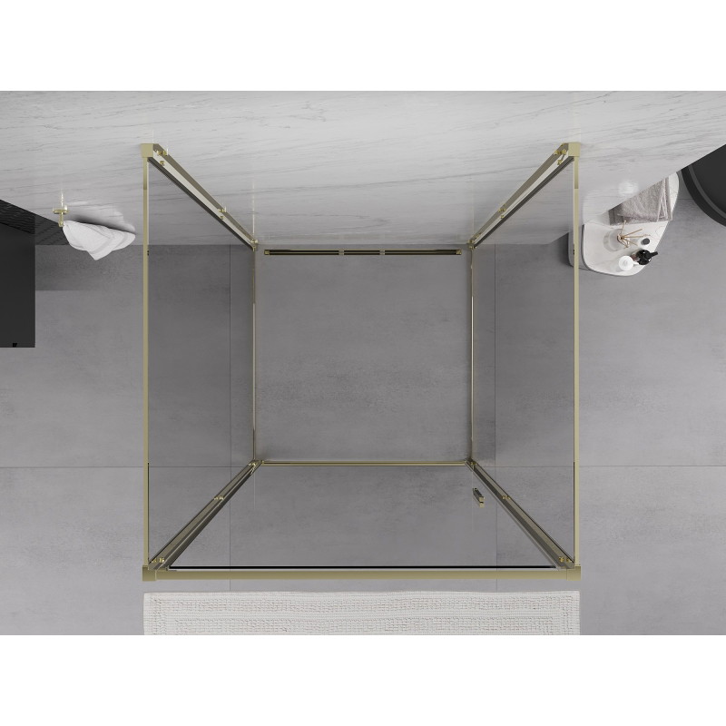 Mexen Exo-B 3S cabina doccia angolare a 3 lati 80 x 80 cm, trasparente, oro - 817-080-080-50-00-3S