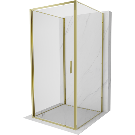 Mexen Exo-B 3S kabina prysznicowa 3-ścienna uchylna 85 x 85 cm, transparent, złota - 817-085-085-50-00-3S