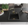 Mexen Vito 1-bowl granite sink with Rita kitchen tap, black/silver metallic - 6503-73-670300-50
