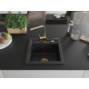 Mexen Vito fregadero de granito de 1 cubeta con grifo de cocina Rita, negro/plateado metálico - 6503-73-670300-50
